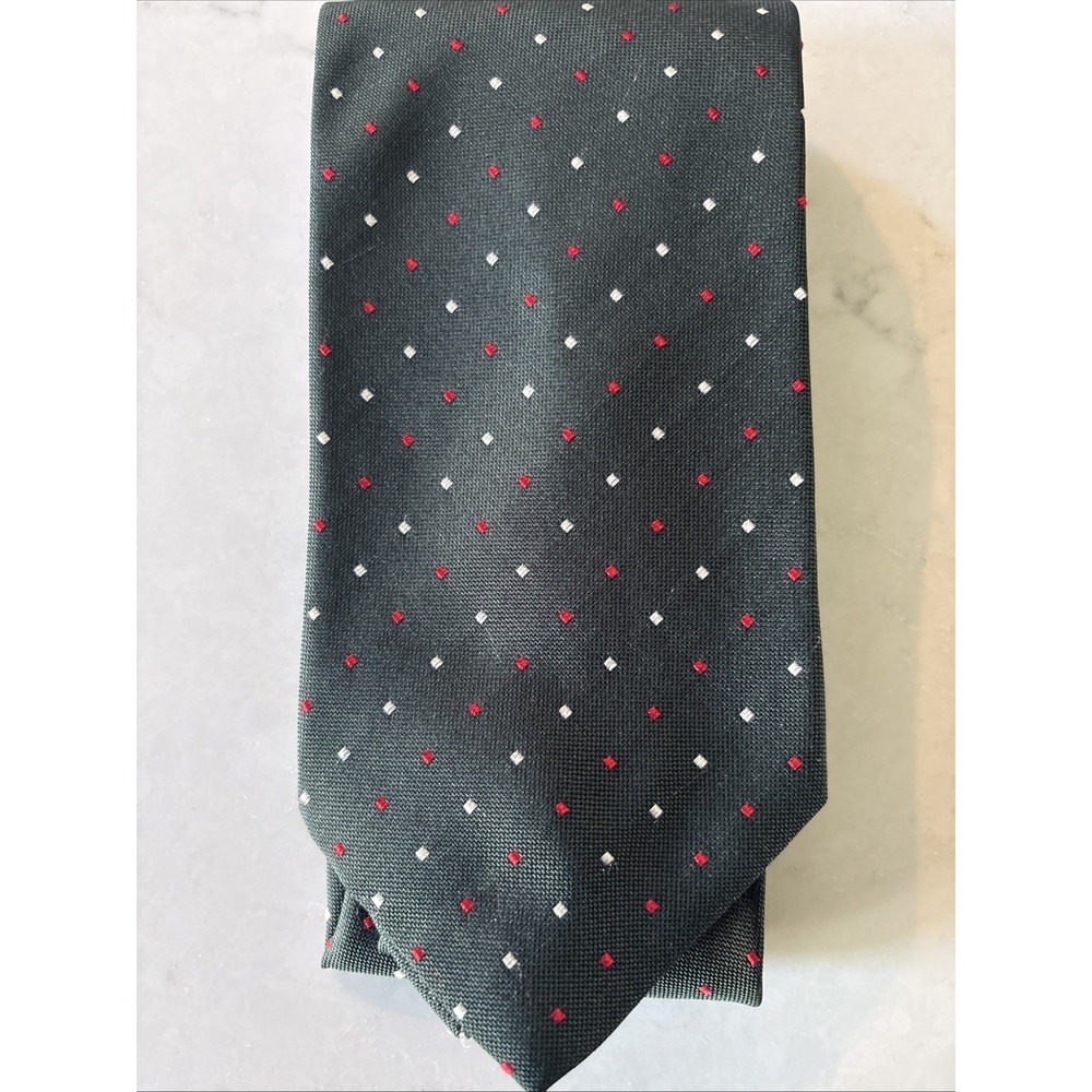 BOSS‎ HUGO BOSS Green Polka Dot Men's 100% Silk Tie EUC Italy Christmas Holiday